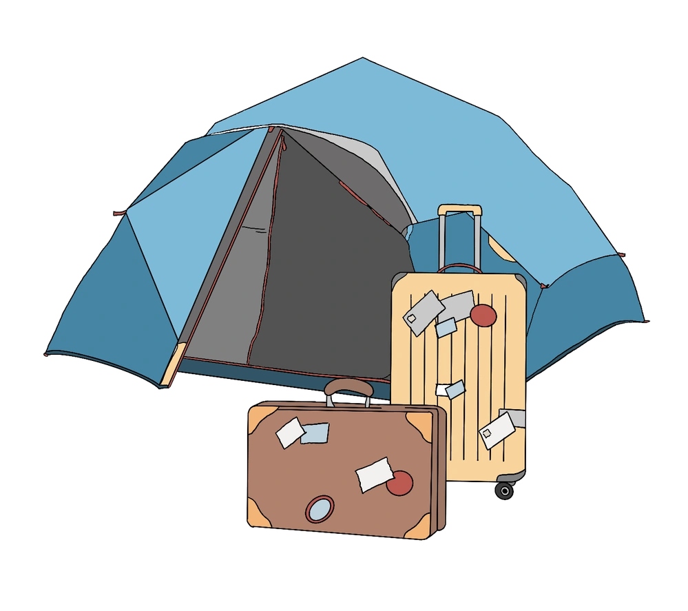 illustration tente bagages